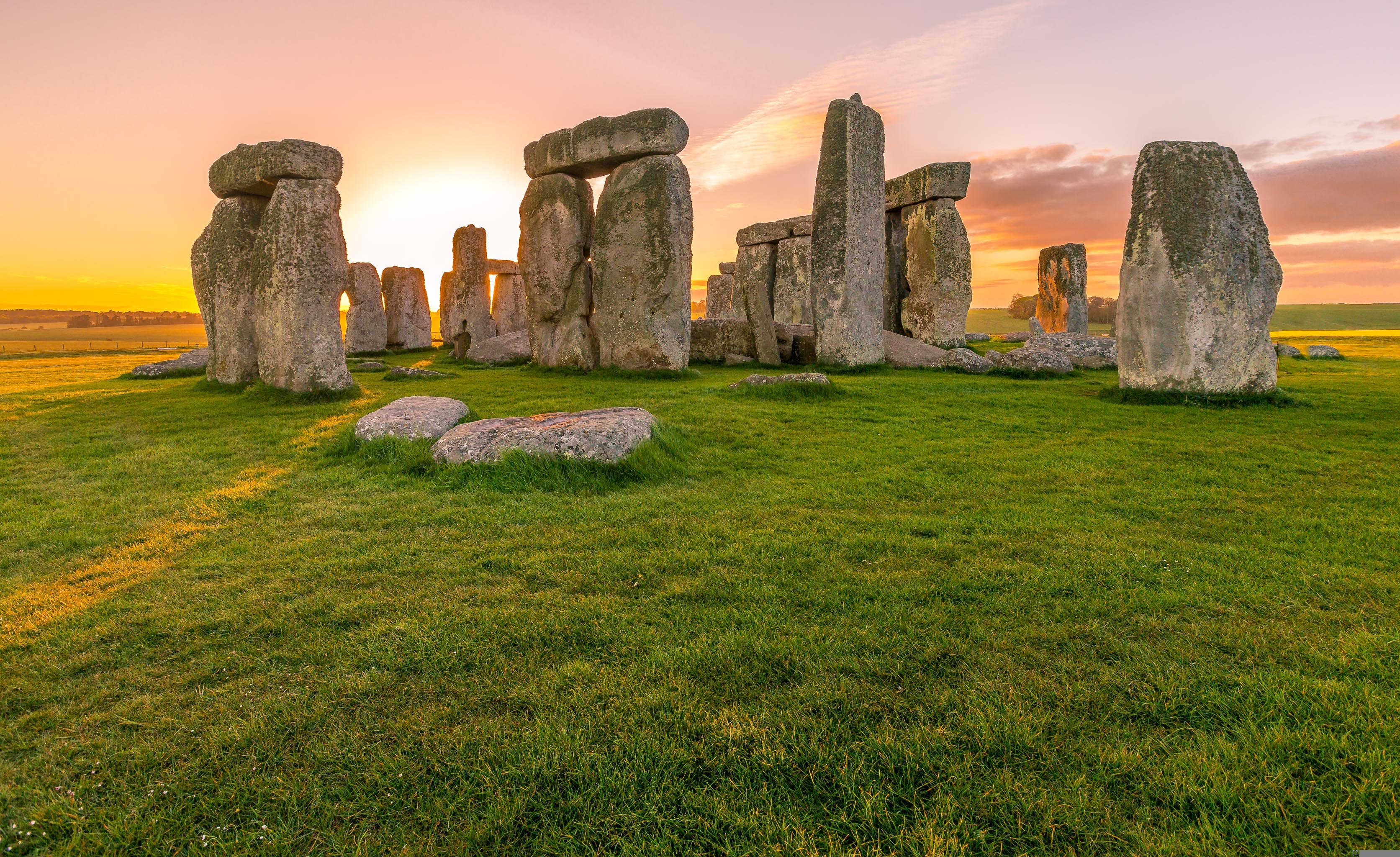 Stones with a sunset/sunrise in the background