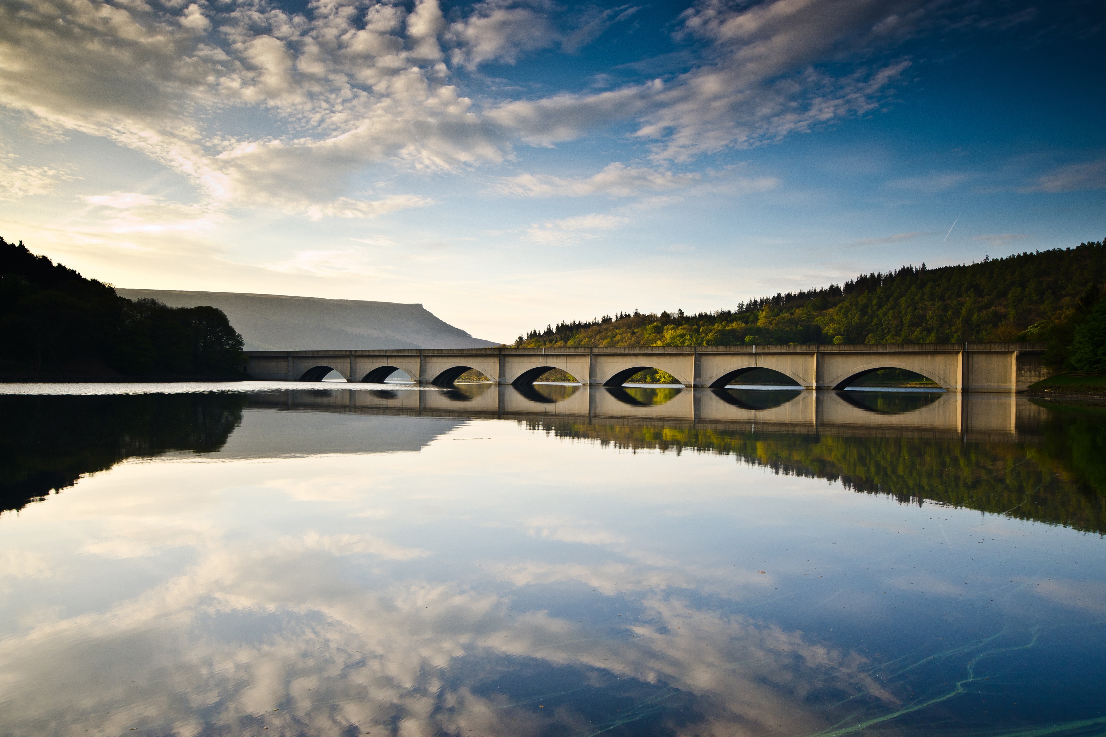 a bridge with water around it