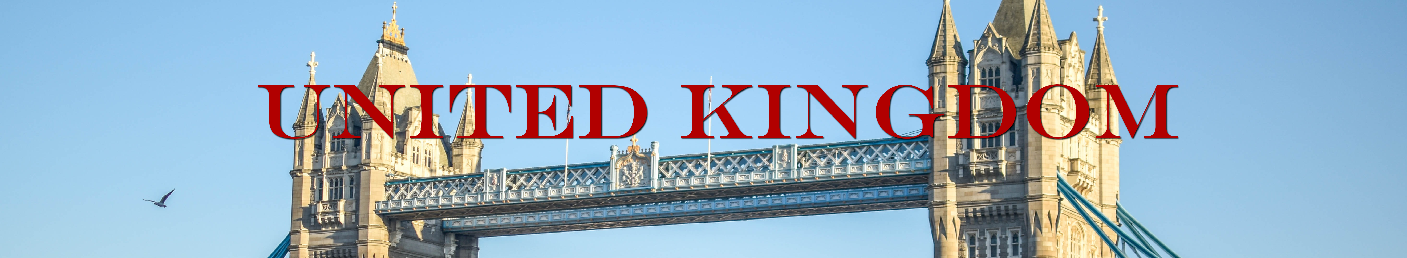 A Bridge with Clear Sky's Behind it and with the lettering United kingdom